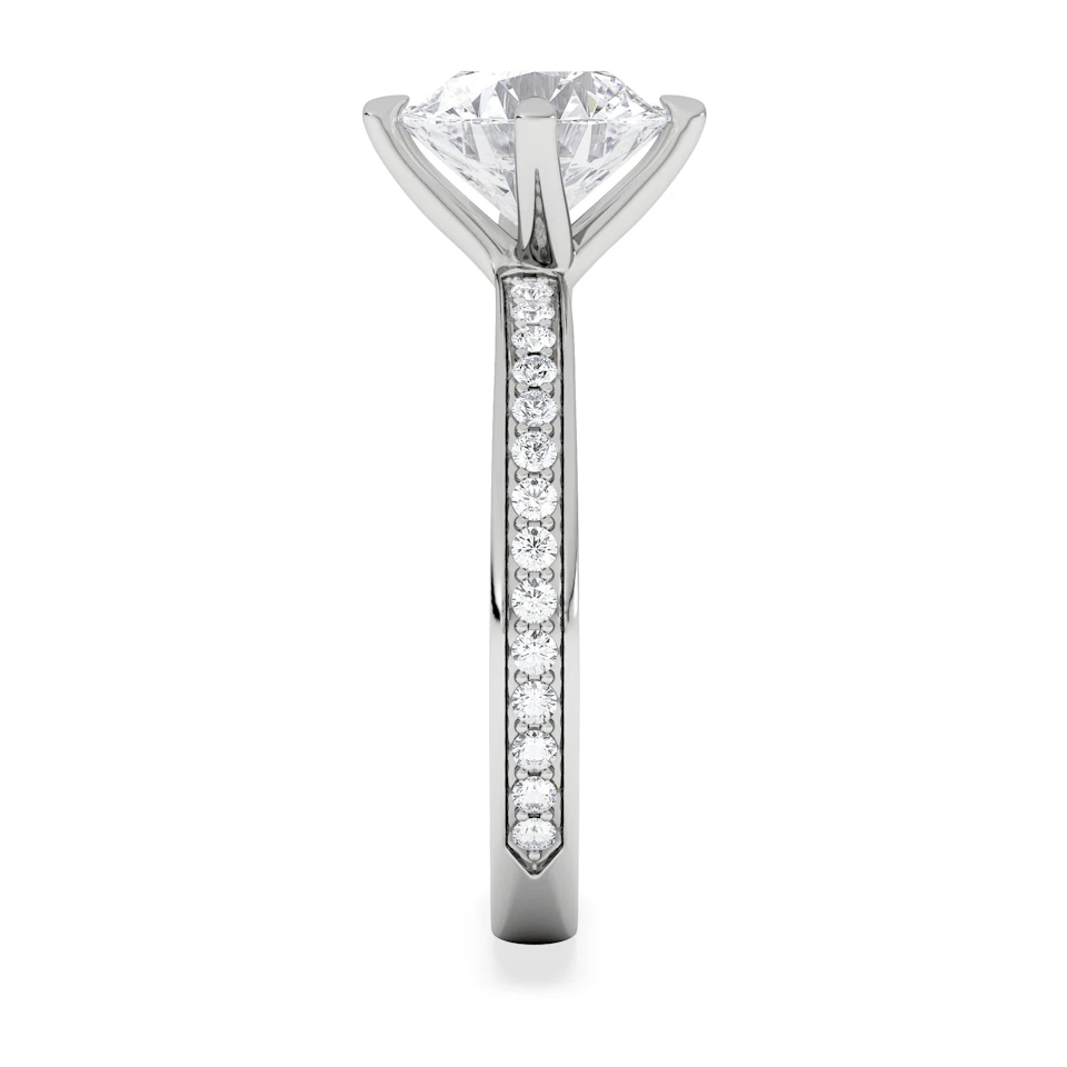 Origin Twist 2.00ct Round Cut Lab Diamond Solitaire Engagement Ring with Side Stones in 18K White Gold