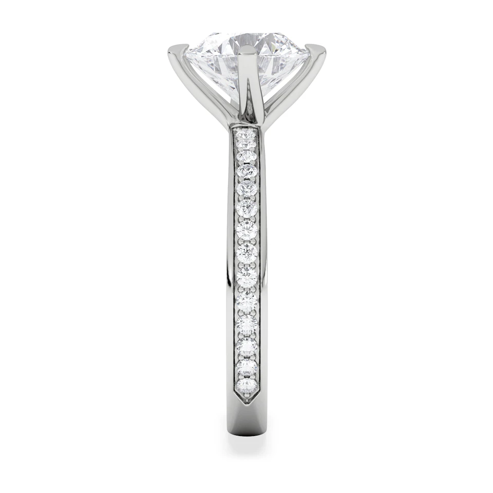 Origin Twist 2.00ct Round Cut Lab Diamond Solitaire Engagement Ring with Side Stones in Platinum