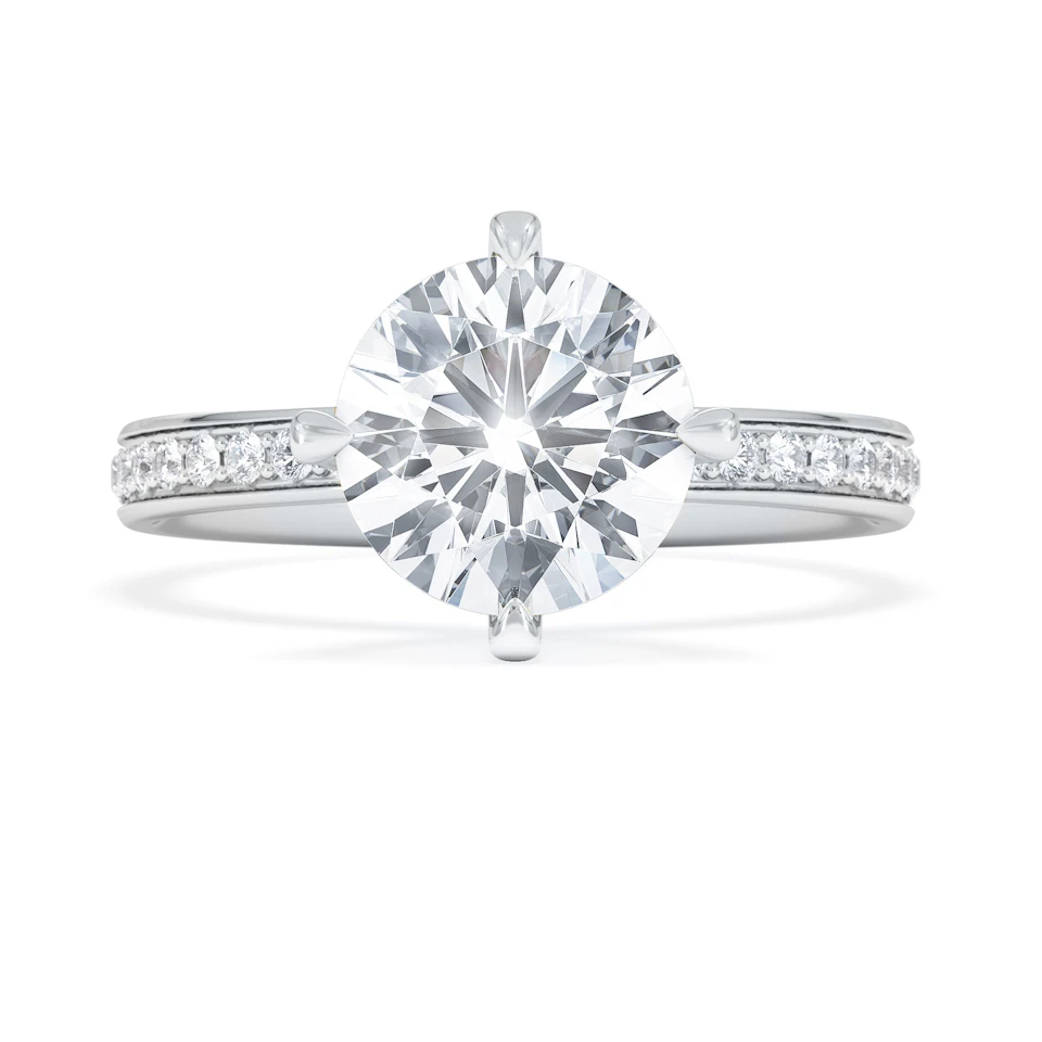 Origin Twist 2.00ct Round Cut Lab Diamond Solitaire Engagement Ring with Side Stones in Platinum