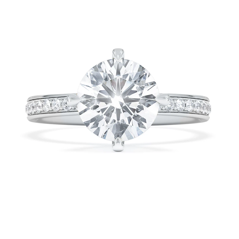 Origin Twist 2.00ct Round Cut Lab Diamond Solitaire Engagement Ring with Side Stones in 18K White Gold
