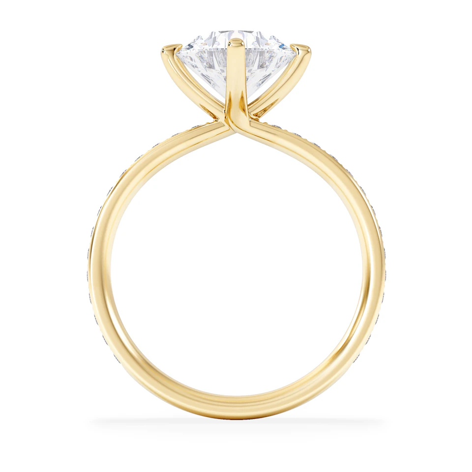 Origin Twist 2.00ct Round Cut Lab Diamond Solitaire Engagement Ring with Side Stones in 18K Yellow Gold