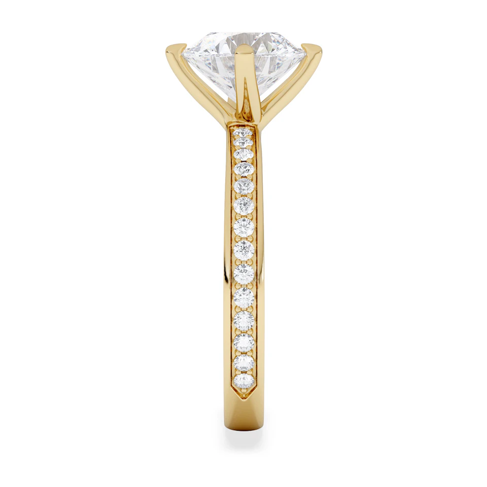 Origin Twist 2.00ct Round Cut Lab Diamond Solitaire Engagement Ring with Side Stones in 18K Yellow Gold