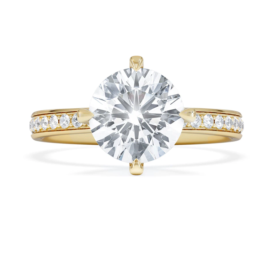 Origin Twist 2.00ct Round Cut Lab Diamond Solitaire Engagement Ring with Side Stones in 18K Yellow Gold