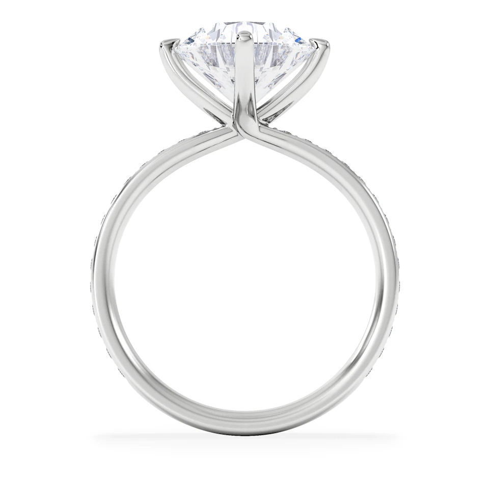 Origin Twist 3.00ct Round Cut Lab Diamond Solitaire Engagement Ring with Side Stones in 18K White Gold