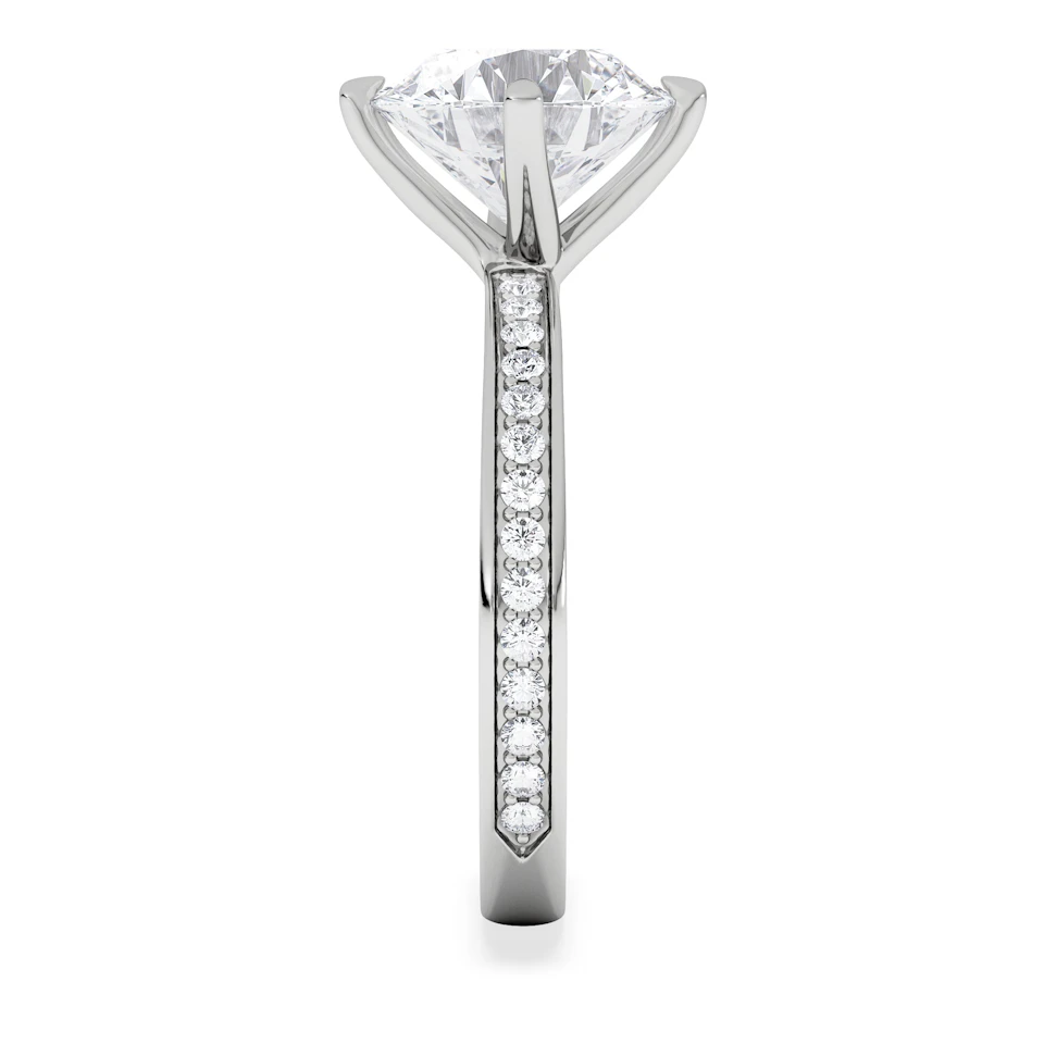 Origin Twist 3.00ct Round Cut Lab Diamond Solitaire Engagement Ring with Side Stones in 18K White Gold