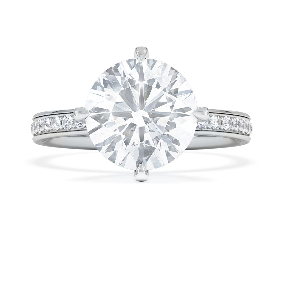 Origin Twist 3.00ct Round Cut Lab Diamond Solitaire Engagement Ring with Side Stones in Platinum