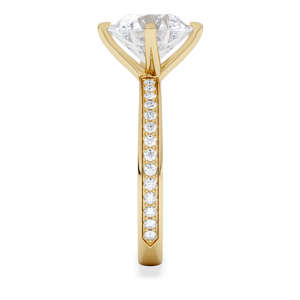 Origin Twist 3.00ct Round Cut Lab Diamond Solitaire Engagement Ring with Side Stones in 18K Yellow Gold