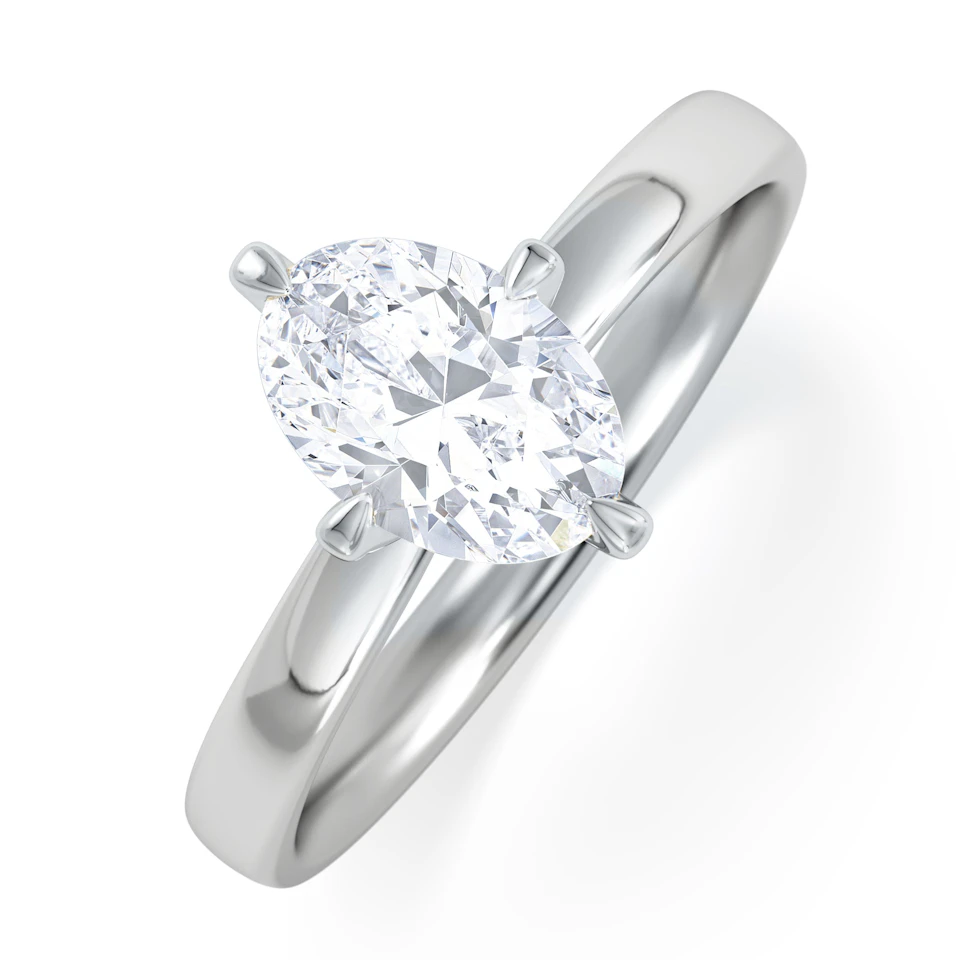 Origin Twist 1.00ct Oval Cut Lab Diamond Solitaire Engagement Ring in 18K White Gold