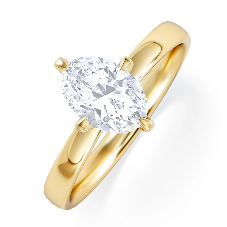 Origin Twist 1.00ct Oval Cut Lab Diamond Solitaire Engagement Ring in 18K Yellow Gold
