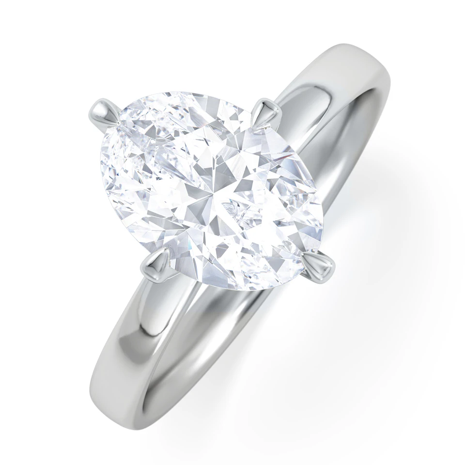 Origin Twist 2.00ct Oval Cut Lab Diamond Solitaire Engagement Ring in 18K White Gold