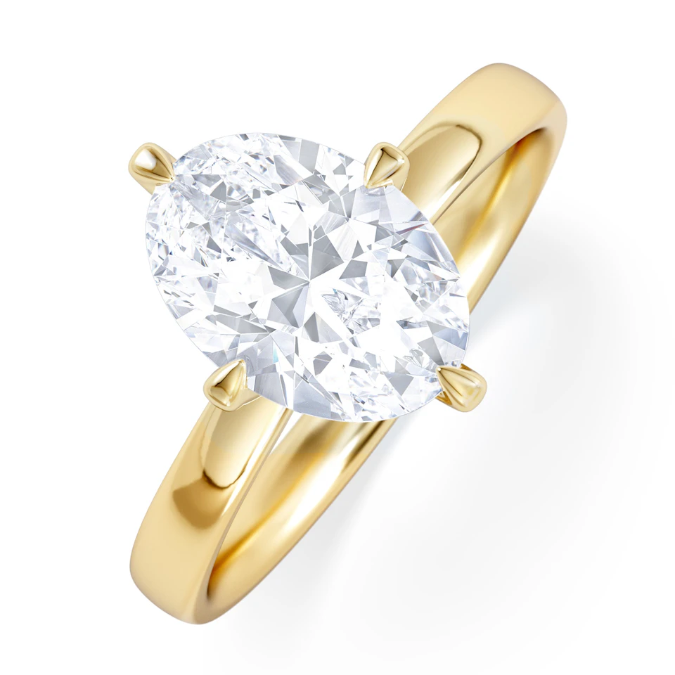 Origin Twist 2.00ct Oval Cut Lab Diamond Solitaire Engagement Ring in 18K Yellow Gold