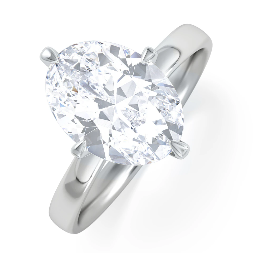 Origin Twist 3.00ct Oval Cut Lab Diamond Solitaire Engagement Ring in 18K White Gold