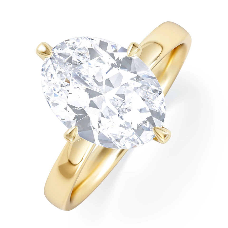 Origin Twist 3.00ct Oval Cut Lab Diamond Solitaire Engagement Ring in 18K Yellow Gold