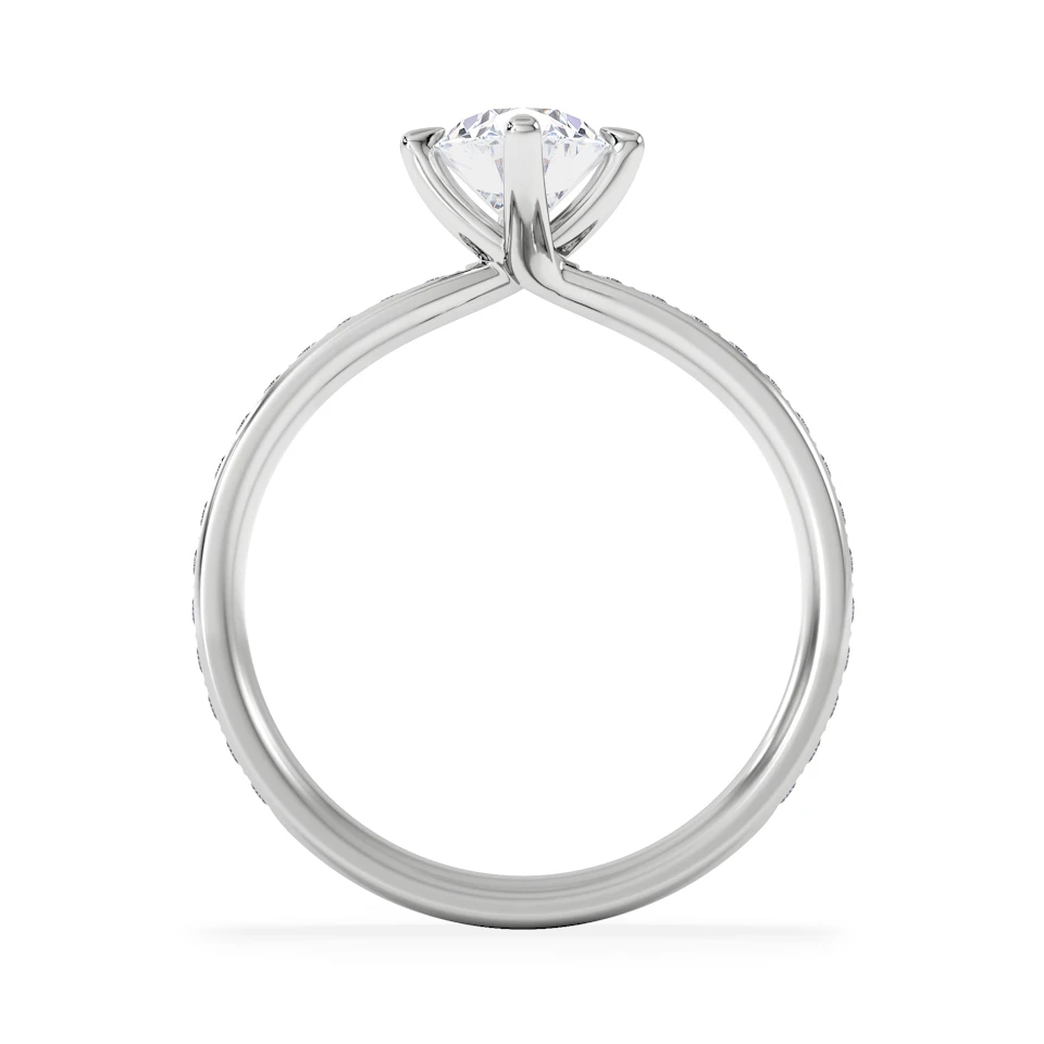 Origin Twist 1.00ct Oval Cut Lab Diamond Solitaire Engagement Ring with Side Stones in 18K White Gold