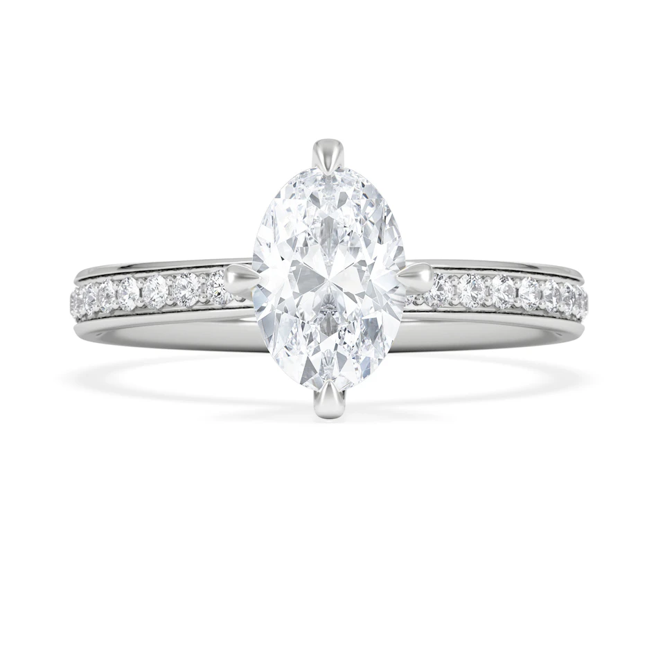 Origin Twist 1.00ct Oval Cut Lab Diamond Solitaire Engagement Ring with Side Stones in Platinum