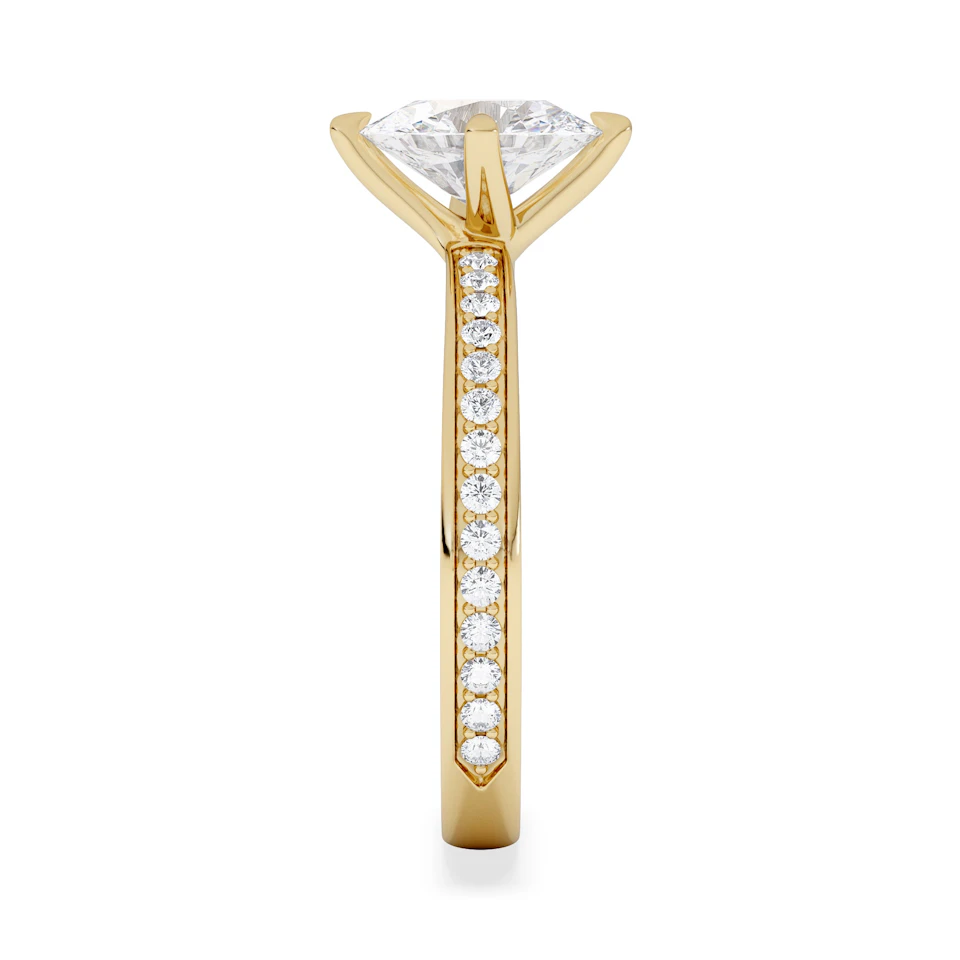 Origin Twist 1.00ct Oval Cut Lab Diamond Solitaire Engagement Ring with Side Stones in 18K Yellow Gold