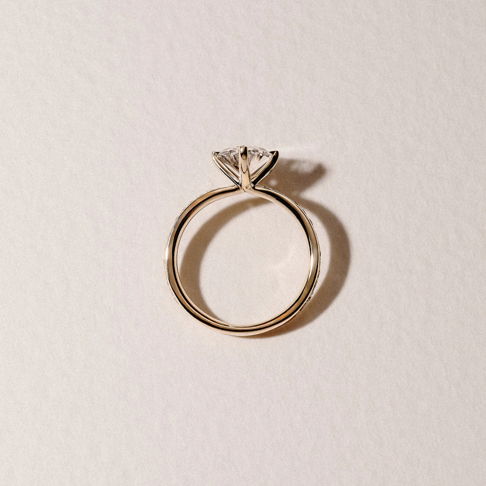 Origin Twist 2.00ct Oval Cut Lab Diamond Solitaire Engagement Ring with Side Stones in 18K Yellow Gold