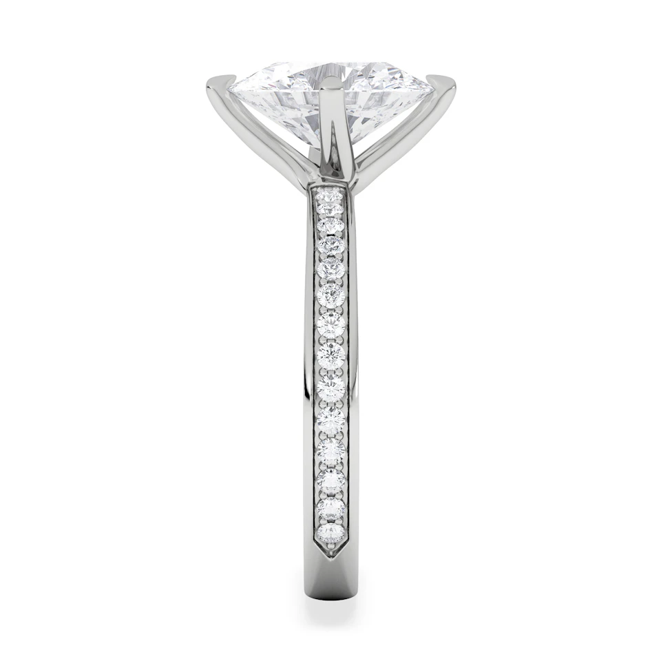Origin Twist 2.00ct Oval Cut Lab Diamond Solitaire Engagement Ring with Side Stones in 18K White Gold