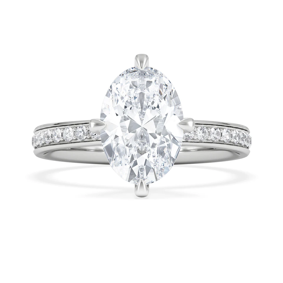 Origin Twist 2.00ct Oval Cut Lab Diamond Solitaire Engagement Ring with Side Stones in Platinum