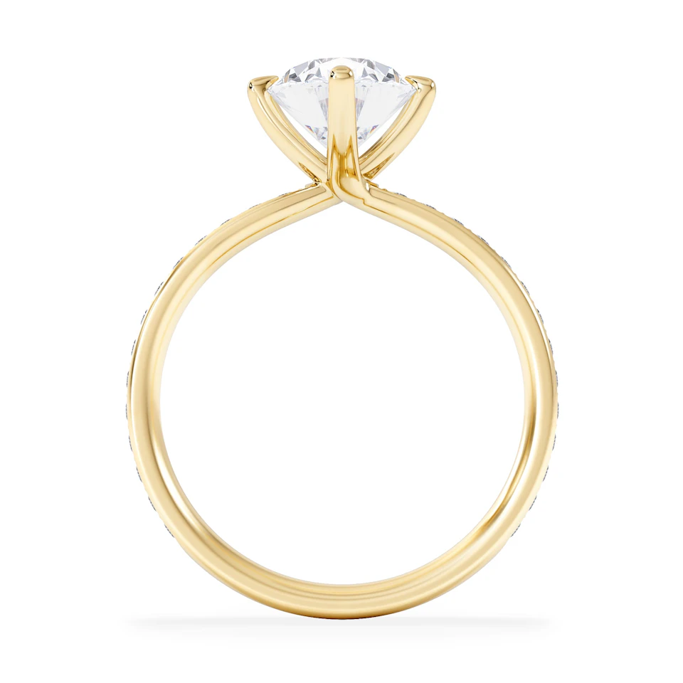 Origin Twist 2.00ct Oval Cut Lab Diamond Solitaire Engagement Ring with Side Stones in 18K Yellow Gold