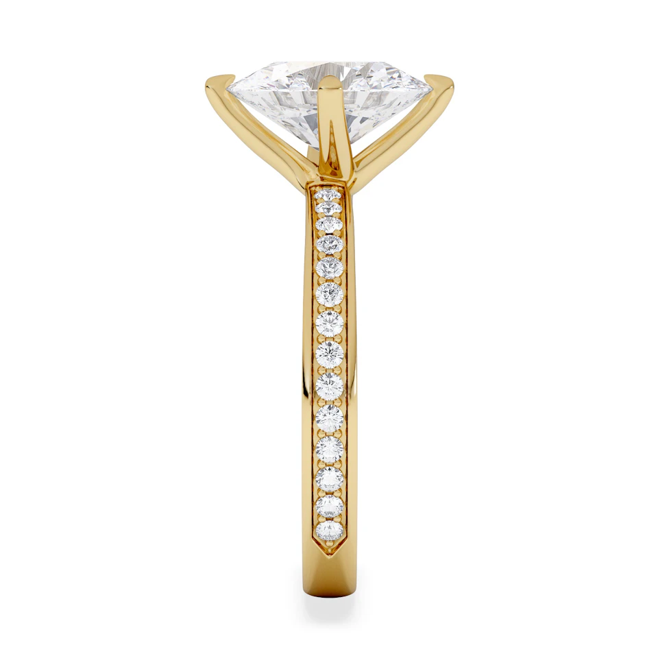 Origin Twist 2.00ct Oval Cut Lab Diamond Solitaire Engagement Ring with Side Stones in 18K Yellow Gold