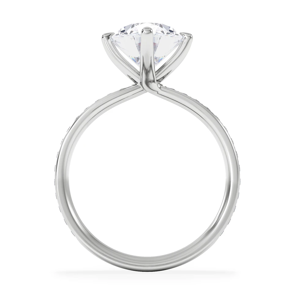 Origin Twist 3.00ct Oval Cut Lab Diamond Solitaire Engagement Ring with Side Stones in 18K White Gold