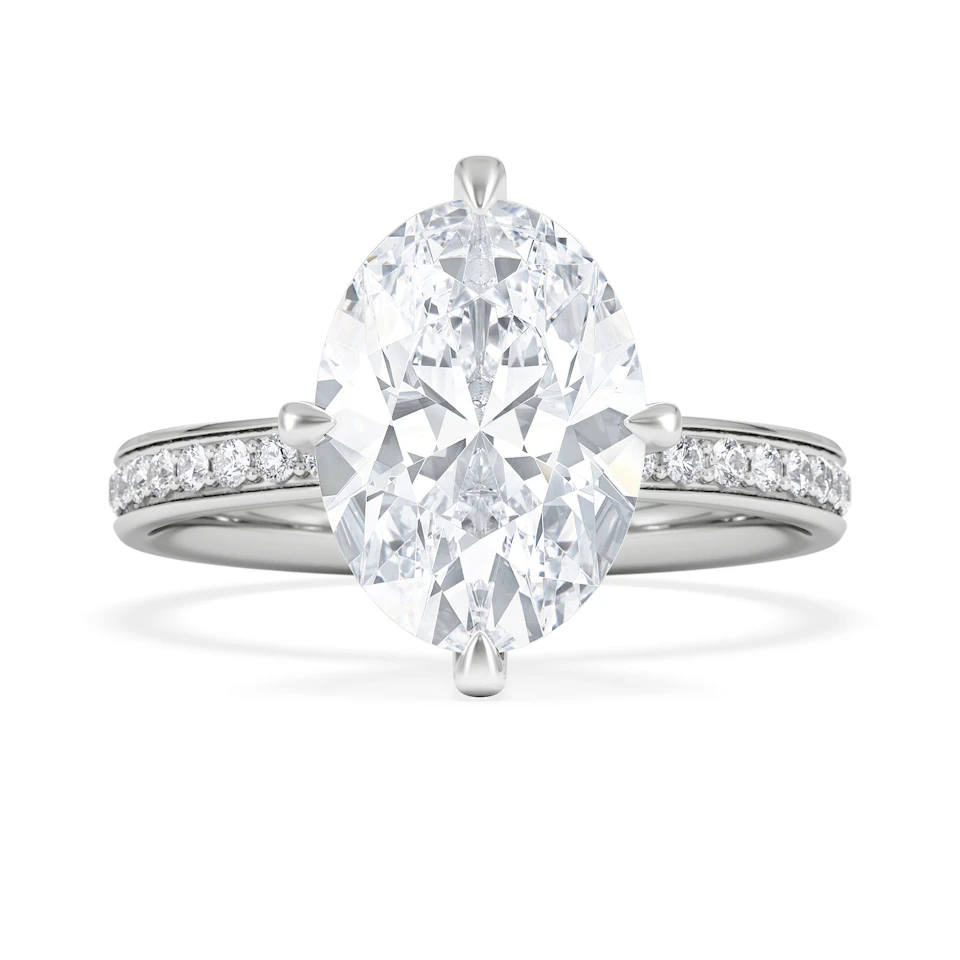 Origin Twist 3.00ct Oval Cut Lab Diamond Solitaire Engagement Ring with Side Stones in Platinum
