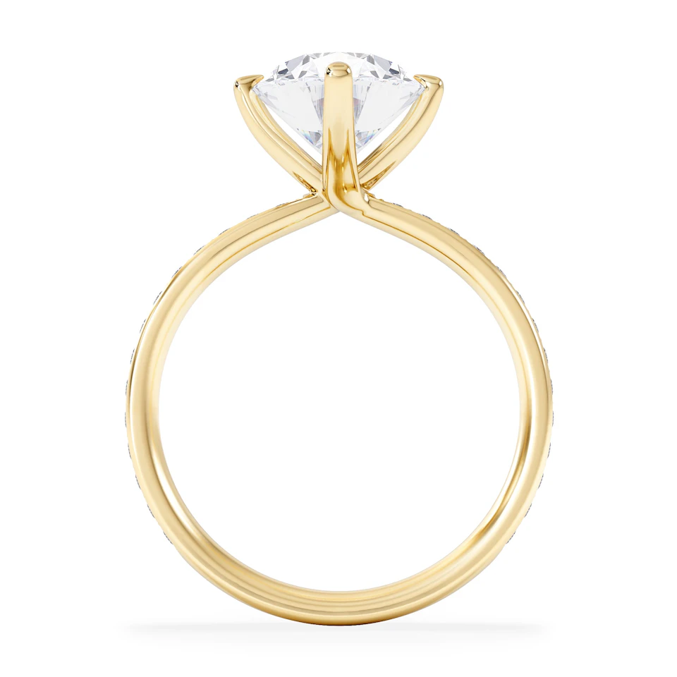Origin Twist 3.00ct Oval Cut Lab Diamond Solitaire Engagement Ring with Side Stones in 18K Yellow Gold