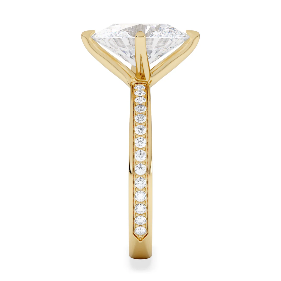 Origin Twist 3.00ct Oval Cut Lab Diamond Solitaire Engagement Ring with Side Stones in 18K Yellow Gold