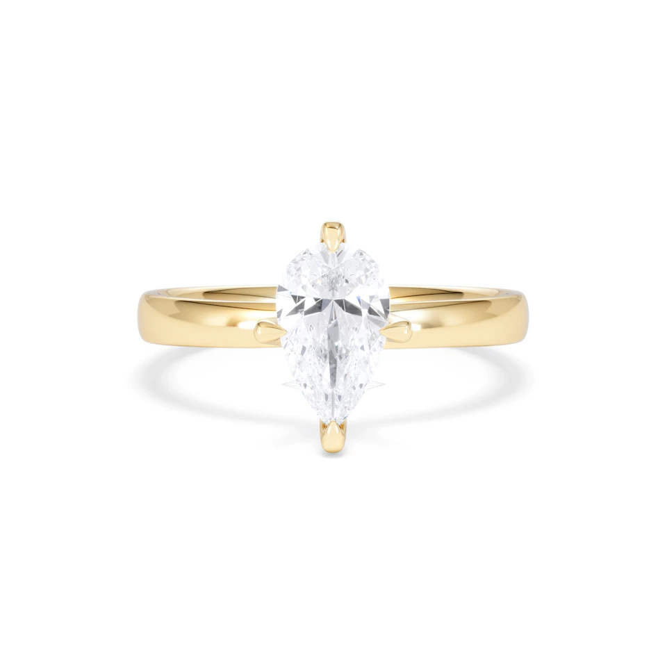 Origin Twist 1.00ct Pear Cut Lab Diamond Solitaire Engagement Ring in 18K Yellow Gold