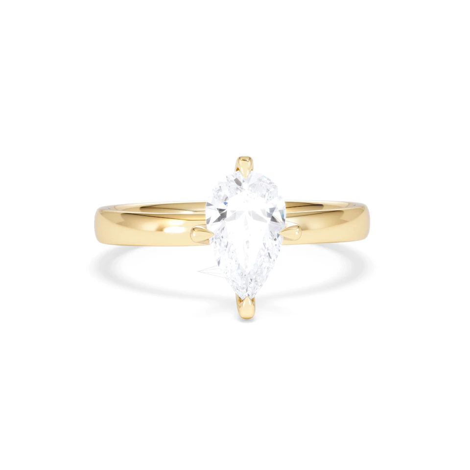 Origin Twist 1.00ct Pear Cut Lab Diamond Solitaire Engagement Ring in 18K Yellow Gold