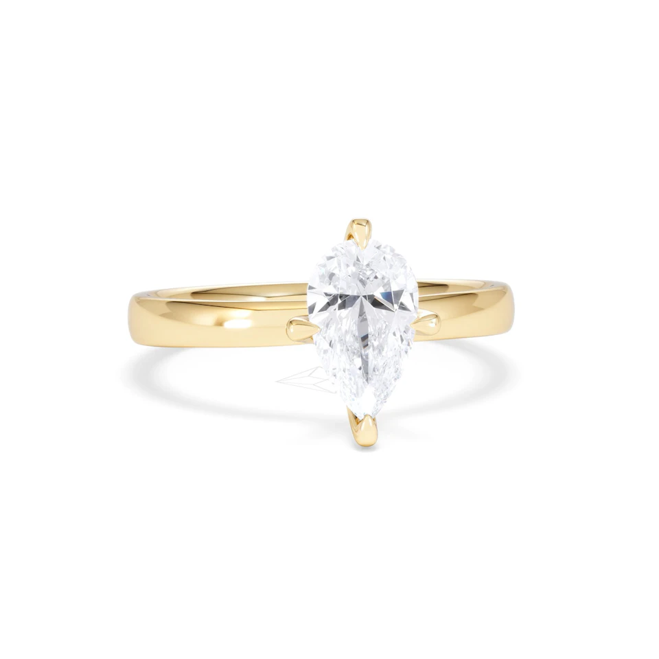 Origin Twist 1.00ct Pear Cut Lab Diamond Solitaire Engagement Ring in 18K Yellow Gold