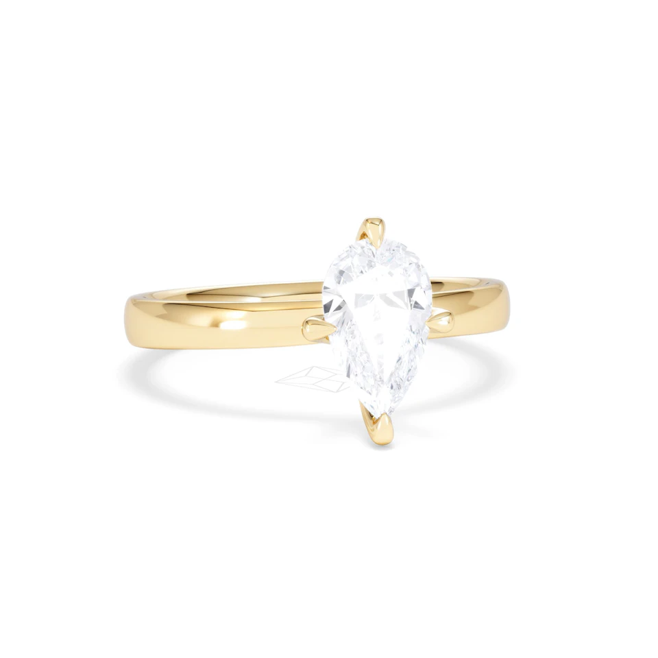 Origin Twist 1.00ct Pear Cut Lab Diamond Solitaire Engagement Ring in 18K Yellow Gold