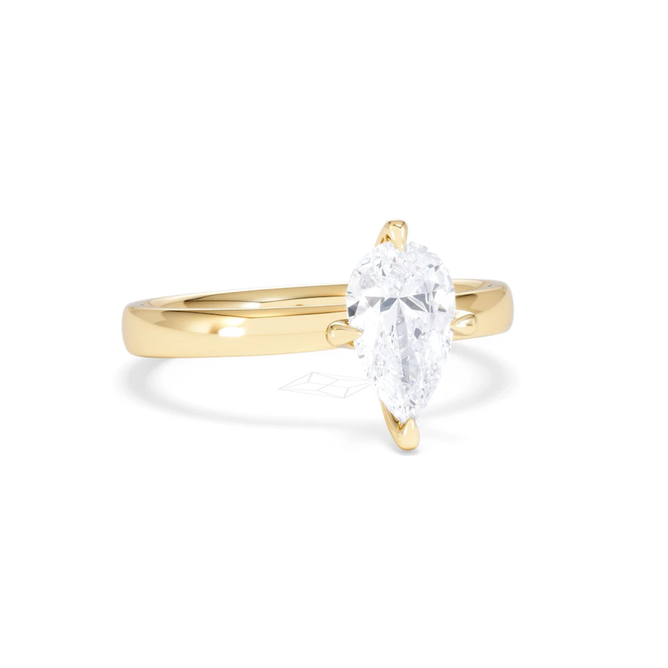 Origin Twist 1.00ct Pear Cut Lab Diamond Solitaire Engagement Ring in 18K Yellow Gold