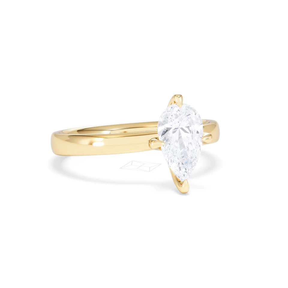 Origin Twist 1.00ct Pear Cut Lab Diamond Solitaire Engagement Ring in 18K Yellow Gold