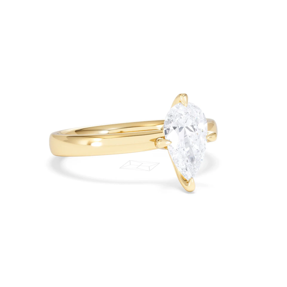 Origin Twist 1.00ct Pear Cut Lab Diamond Solitaire Engagement Ring in 18K Yellow Gold