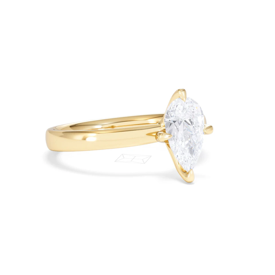 Origin Twist 1.00ct Pear Cut Lab Diamond Solitaire Engagement Ring in 18K Yellow Gold