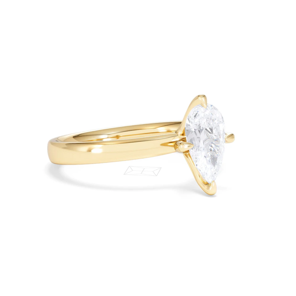 Origin Twist 1.00ct Pear Cut Lab Diamond Solitaire Engagement Ring in 18K Yellow Gold