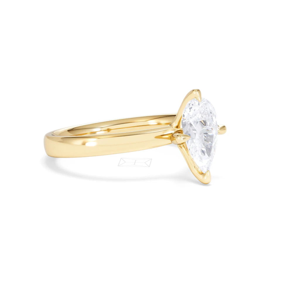 Origin Twist 1.00ct Pear Cut Lab Diamond Solitaire Engagement Ring in 18K Yellow Gold