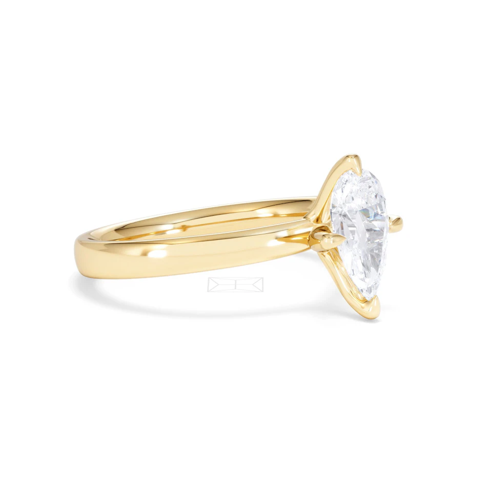Origin Twist 1.00ct Pear Cut Lab Diamond Solitaire Engagement Ring in 18K Yellow Gold