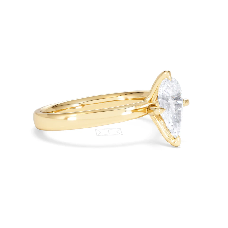 Origin Twist 1.00ct Pear Cut Lab Diamond Solitaire Engagement Ring in 18K Yellow Gold