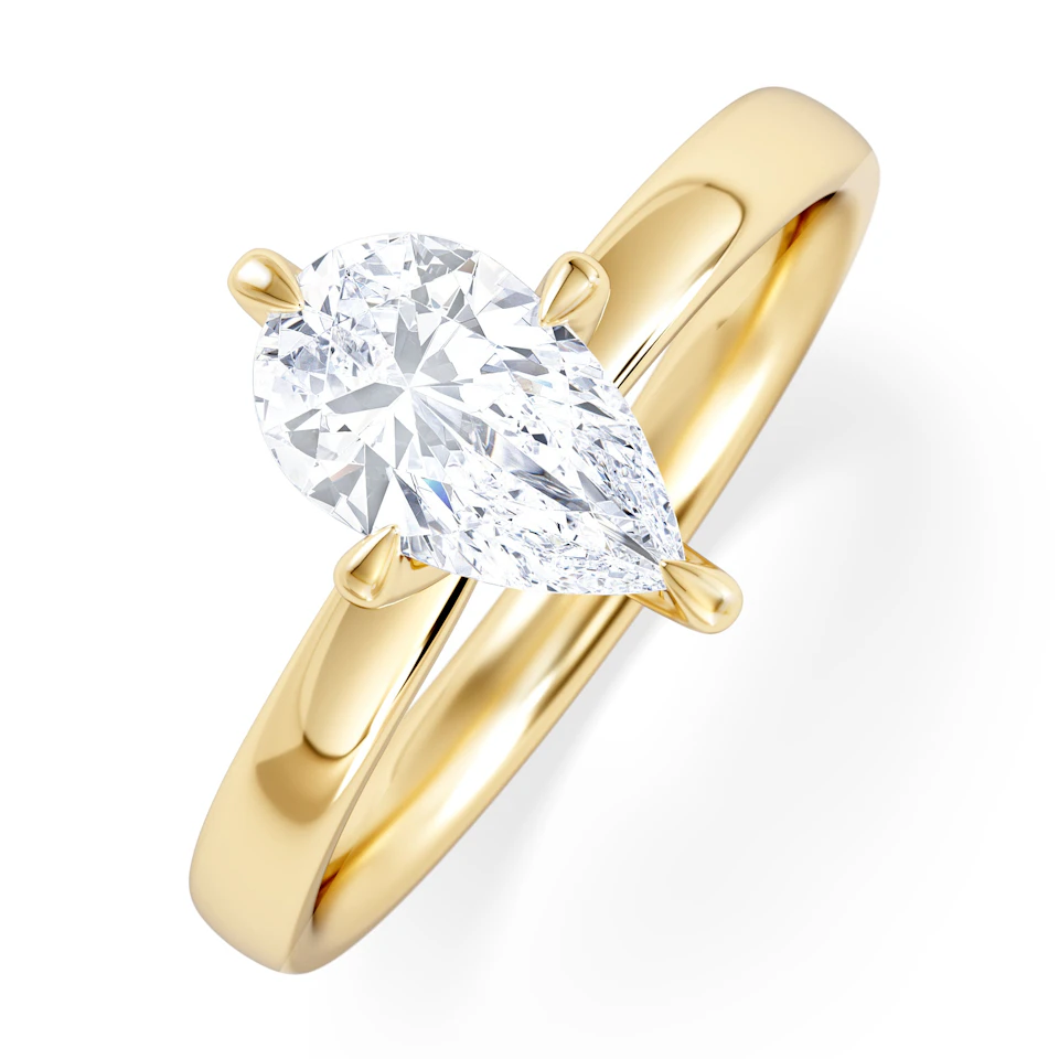 Origin Twist 1.00ct Pear Cut Lab Diamond Solitaire Engagement Ring in 18K Yellow Gold