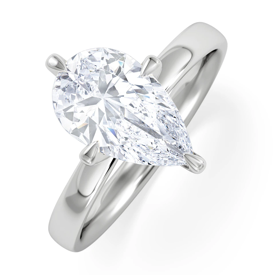 Origin Twist 2.00ct Pear Cut Lab Diamond Solitaire Engagement Ring in 18K White Gold