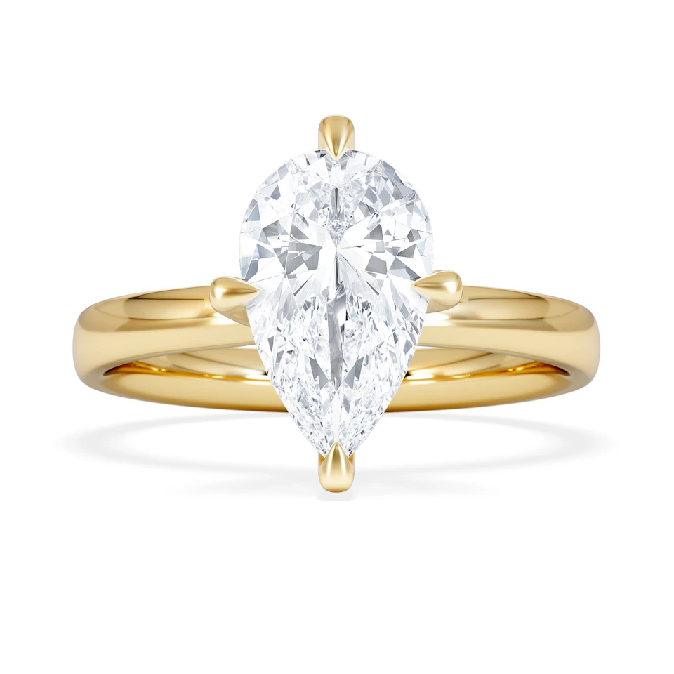 Origin Twist 2.00ct Pear Cut Lab Diamond Solitaire Engagement Ring in 18K Yellow Gold