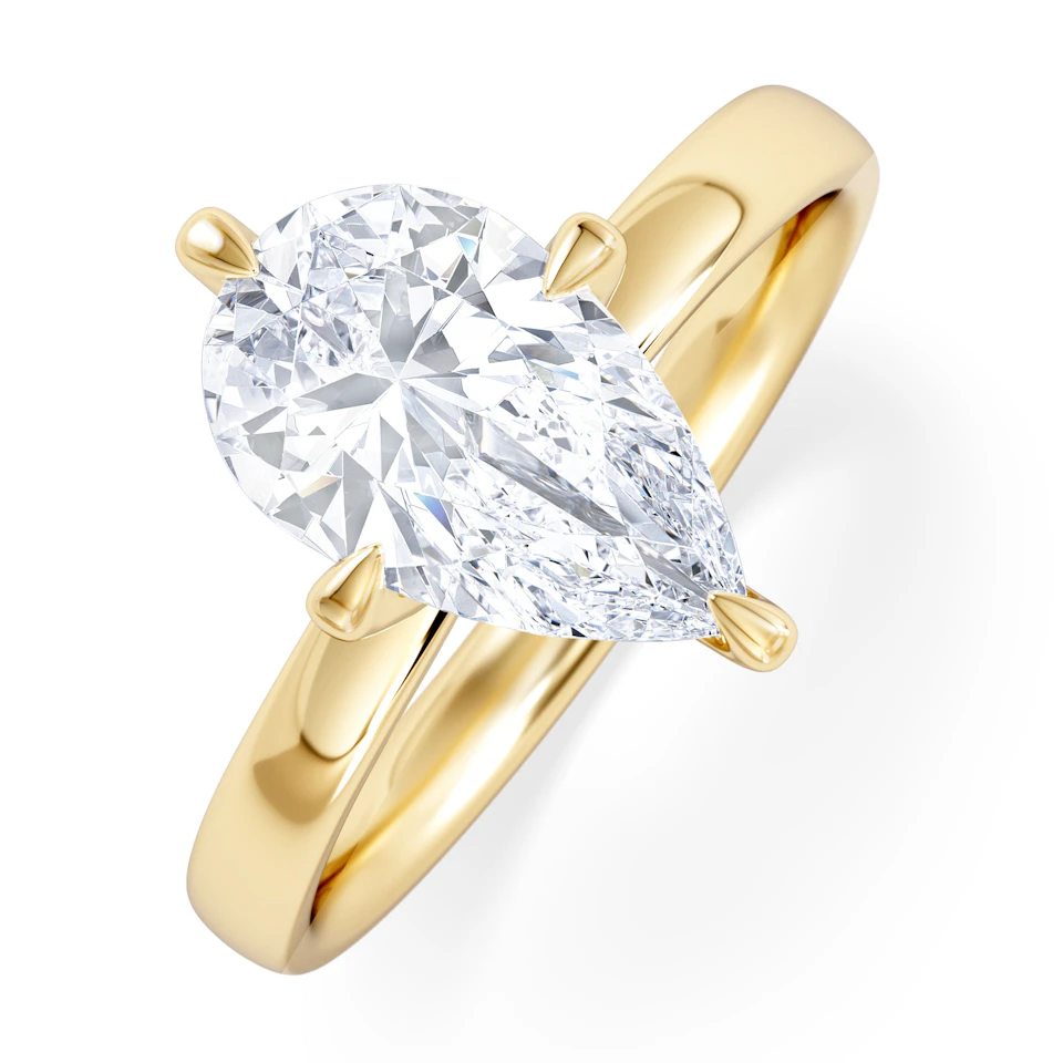 Origin Twist 2.00ct Pear Cut Lab Diamond Solitaire Engagement Ring in 18K Yellow Gold