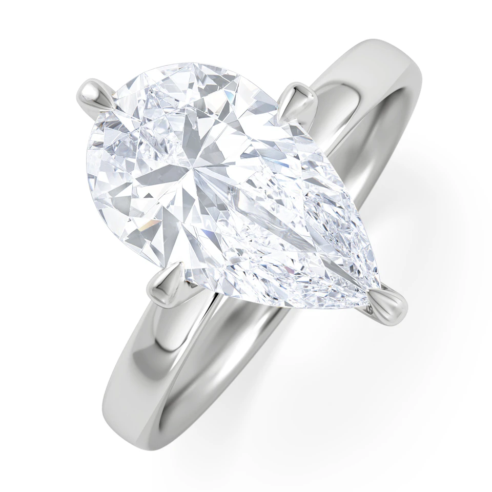 Origin Twist 3.00ct Pear Cut Lab Diamond Solitaire Engagement Ring in 18K White Gold