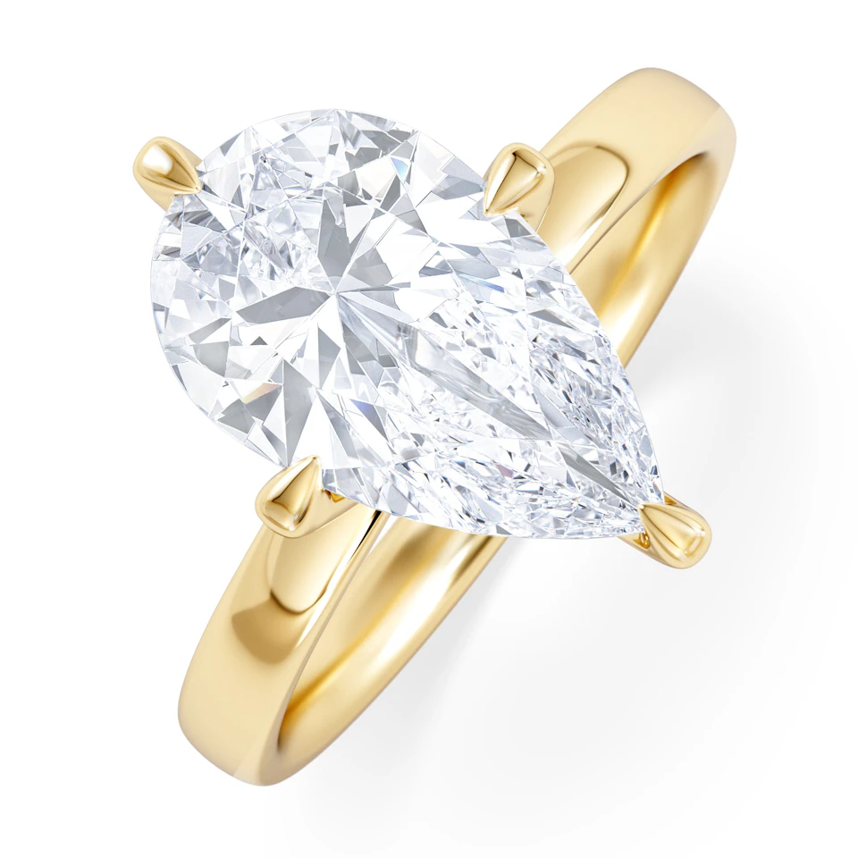Origin Twist 3.00ct Pear Cut Lab Diamond Solitaire Engagement Ring in 18K Yellow Gold