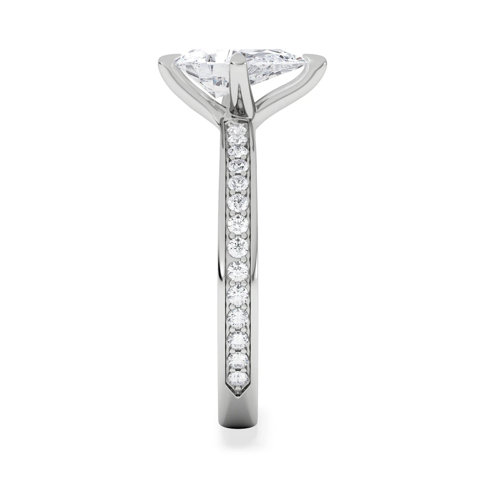 Origin Twist 1.00ct Pear Cut Lab Diamond Solitaire Engagement Ring with Side Stones in 18K White Gold