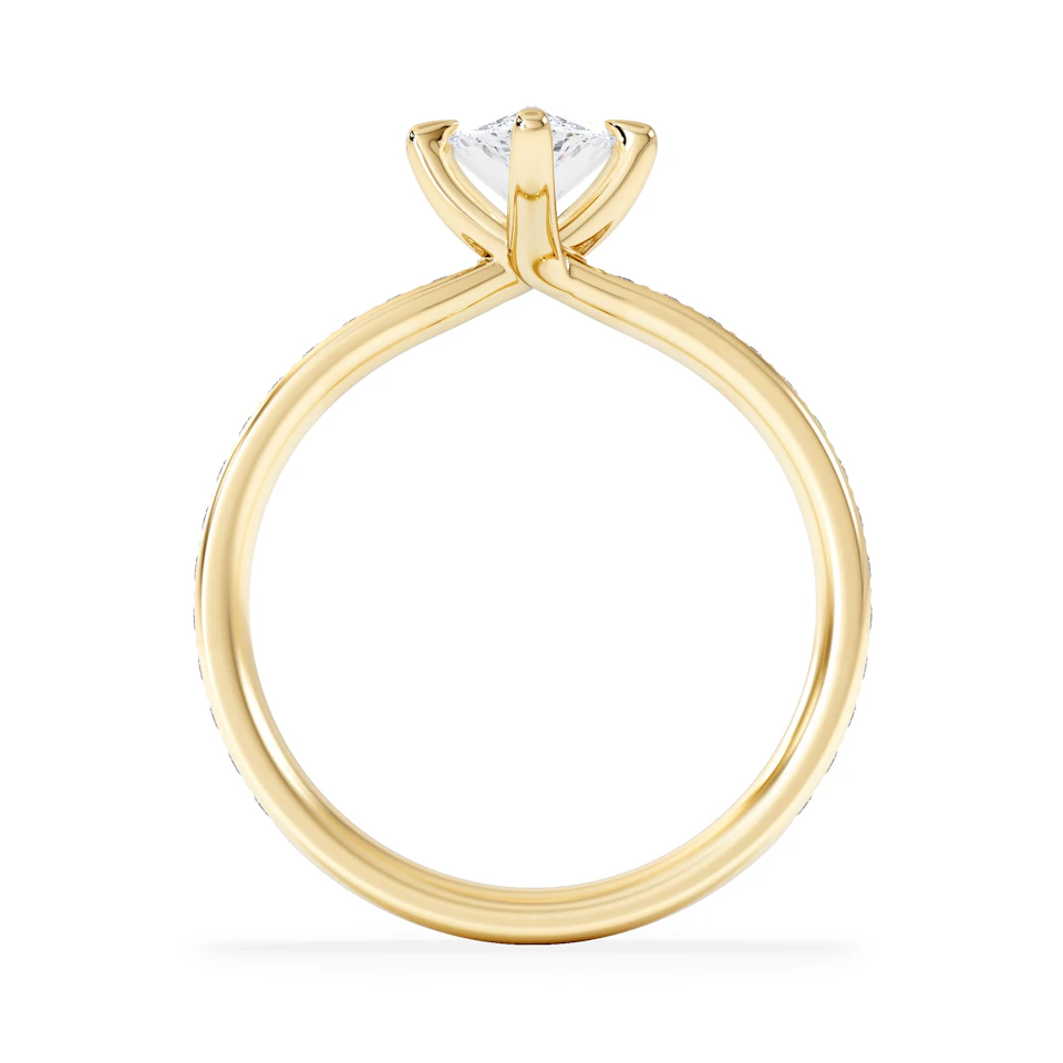 Origin Twist 1.00ct Pear Cut Lab Diamond Solitaire Engagement Ring with Side Stones in 18K Yellow Gold