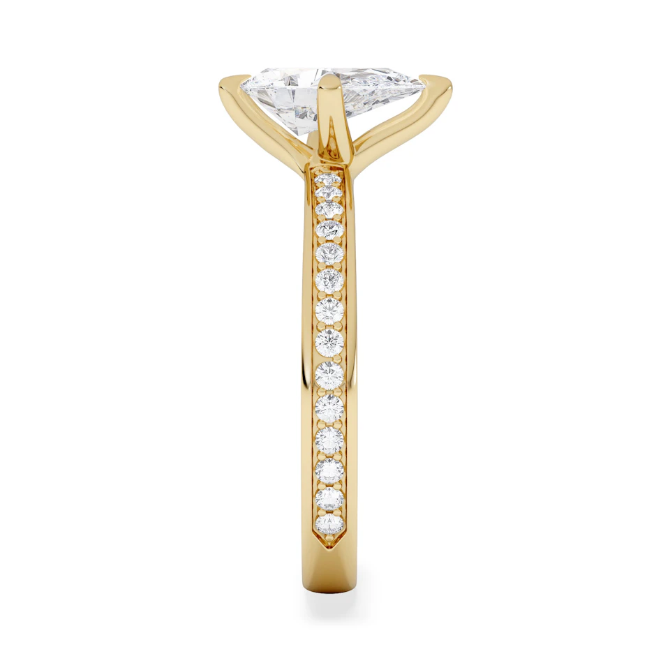 Origin Twist 1.00ct Pear Cut Lab Diamond Solitaire Engagement Ring with Side Stones in 18K Yellow Gold